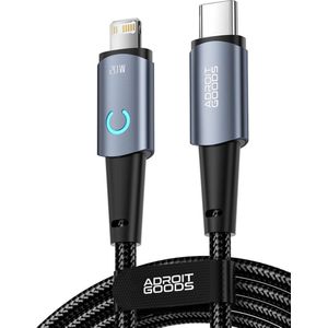 AdroitGoods iPhone Oplader Kabel - Usb-C Naar Lightning - 100cm - Grijs - Geschikt voor Apple iPhone - 2.4A Snellaadkabel