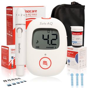 Sinocare Safe AQ Voice - Professionele Glucosemeter - mmol/L - inclusief 50 teststrips & 50 naalden - Diabetes meter - Bloedsuikermeter