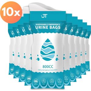 JT Products - Plaszak - 800 ml - 10 Stuks - Geurloos en Lekvrij - Wegwerp Urinaal met Absorberende Gel