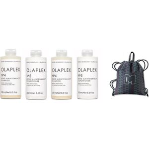 2x Olaplex No.4 Bond Maintainance Shampoo - 250 ml + 2 x Olaplex No.5 Bond Maintenance Conditioner 250 ml + Gratis Label M Tas