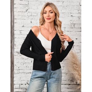 Dames Cardigan Elegante Lange Mouw Bolero V-hals Knoopsluiting Gebreide Cardigan Lichtgewicht Gebreide Jas Claret XXL