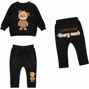 Joggingpak kind 2 delig-jongen-meisje-print beer-I love you beary much-Maat 98