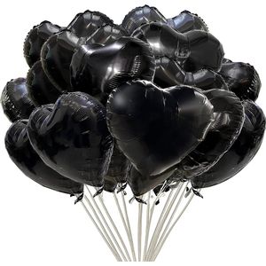 Zwarte hartvormige folieballon zwarte hartvormige ballonnen hartjes helium ballonnen zwarte folieballon hartvorm heliumballonnen bruiloft verjaardag party ballonnen decoratie