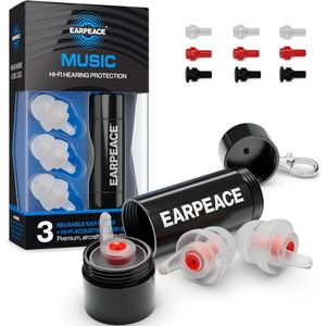 EarPeace - Festival Oordopjes - Herbruikbare Partyplugs - Transparant - Gehoorbescherming tot 26 dB - 6 Oordoppen