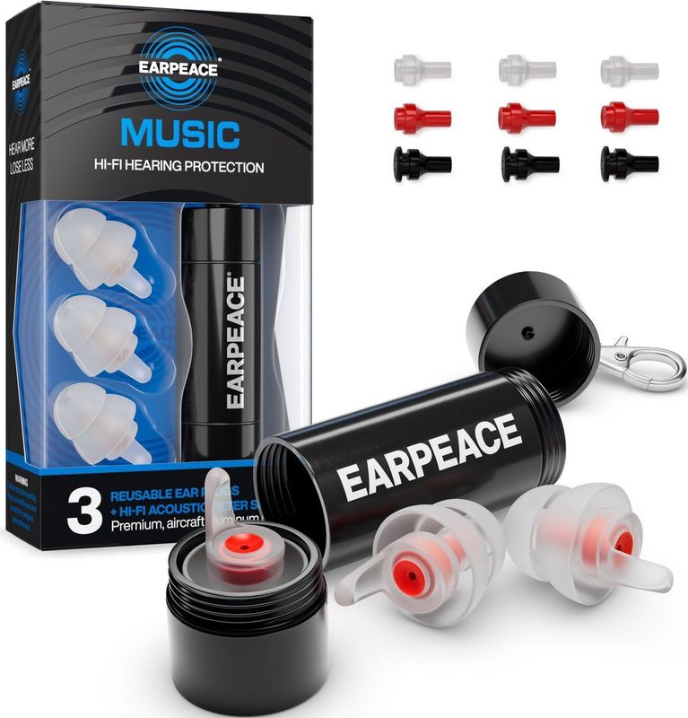 EarPeace - Festival Oordopjes - Herbruikbare Partyplugs - Transparant - Gehoorbescherming tot 26 dB - 6 Oordoppen