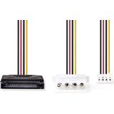 Nedis Interne Voedingskabel - SATA 15-Pins Male - FDD Female / Molex Female - Verguld - 0.20 m - Rond - PVC - Multicolour - Polybag