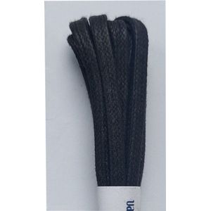 Van Bommel Veter - Zwart - Plat - Wax - Smal - Lengte 100 cm - Breedte 4 mm - Schoenveter