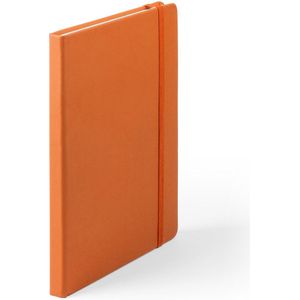 Luxe schriften/notitieboekje oranje met elastiek A5 formaat - blanco paginas - opschrijfboekjes - 100 paginas