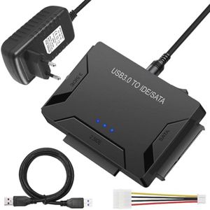 USB 3.0 naar SATA en IDE-adapter met stroomschakelaar voor harde schijven