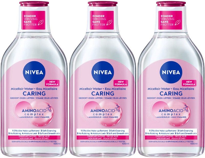 NIVEA 0% Residu Micellair Water Droge Huid - 3 x 400 ml - Voordeelverpakking