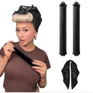 2 Krulspelden + Haarband Set - Hittevrije Krullen Overnight - Zacht Fluweel - Voor Alle Haartypes - Zwart