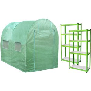 Monster Shop Polytunnel Kas - Groot Afgesloten Plantenparadijs - 3m x 2m - UV-bestendige PE-hoes - Stabiel Frame, Eenvoudige Montage - Inclusief 2 Waterbestendige Werkbankrekken