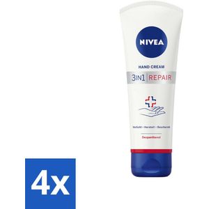 NIVEA - Handcrème - 3-in-1 Herstel - Verlicht - Herstelt - Beschermt - 100 ml - Voordeelverpakking - 4 stuks