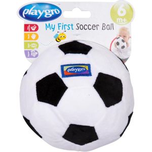 Playgro Baby Pluche Voetbal - Mijn Eerste Bal - Zwart Wit - Belletje - 13cm