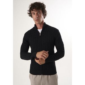 Felix Hardy - Kabelgebreid Vest - Zwart - 100% Katoen - Heren