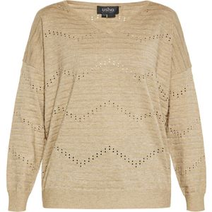 usha - Pullover - Metalen Strepen - V-hals - Lange Mouwen - Elegante Openwerkdetails