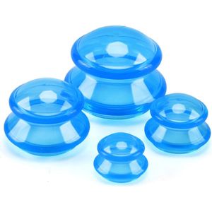 Cellulite cups - Cupping set van 4 stuks - Cupping cups - Full body - Cellulite Massage Apparaat - Vacuüm Silicone Cupping set - Cellulitis Massage Cupping Cups - Anti Cellulitis - voor Masseur en Thuisgebruik - Blauw
