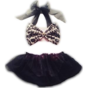 Maat 164 Bikini roze zwart tule Dierenprint panterprint badkleding baby en kind zwemkleding