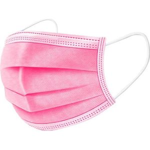 BonBini's® - mondkapje kind - 50 stuks kinder mondkapje - 3 laags met neusbeugel roze - Chirurgisch NIET medisch / wegwerp