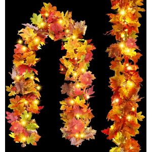 Halloween decoratie Herfstbladeren Slinger met Licht 20Ft 40 LED Kunstmatige Herfst Oogstfeest