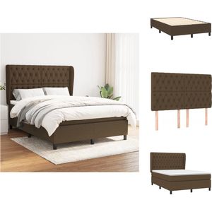 vidaXL Boxspringbed - Donkerbruin - 140 x 190 x 118/128 cm - Pocketvering - Bed