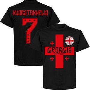 Georgië Kvaratskhelia 7 Team T-Shirt - Zwart - S