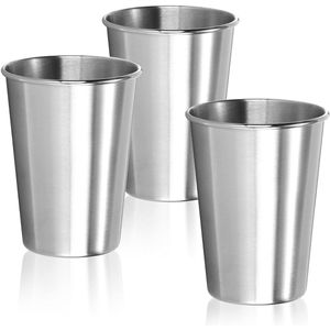 Roestvrijstalen drinkbekers - duurzaam en veelzijdig - set van 3 - zilverkleurig