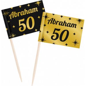 Cocktailprikkers Abraham 50 zwart-goud