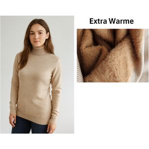 SUNMOOL Gebreide trui - Coltrui - extra Warme trui - met Fur - Ivoor - Maat : S