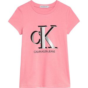 Calvin Klein Underwear Contrast Monogram Slim T-shirt Met Korte Mouwen Roze 12 Years Meisjes
