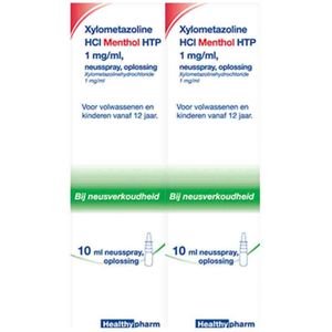 Healthypharm Neusspray Xylometazoline 1 mg/ml Menthol - 2 x 10 ml - Voordeelverpakking