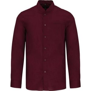 Luxe Overhemd/Blouse met Mao kraag merk Kariban maat S Wijnrood