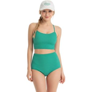 Gebreide Designer Bikini - Groen - Hoge Taille - Dames - Badpak