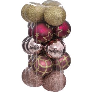 Atmosphera kerstballen 30x - champagne/roze/wit/goud -5 cm -kunststof