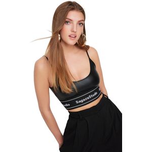 Trendyol X Sagaza Studio Zwarte Crop-Gebreide Bustier Tprss22Bs00010