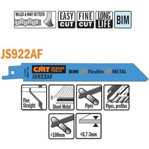 CMT JS922AF-5 Bi-metaal reciprozaagblad 150 x 0,9 mm. 24tpi (plaatstaal, buizen, buizen/profielen)