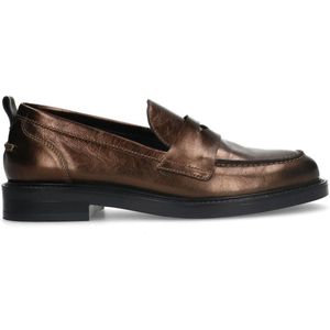 Manfield - Dames - Bronskleurige leren loafers - Maat 38