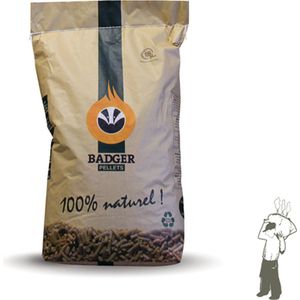 Badger pellets | ENplus A1 houtpellets | 1 pallet - totaal 975 kg (65 zakken x 15 kg) | 100% Naaldhout - Energiezuinig