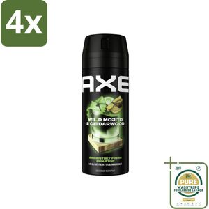 Axe Deodorant Bodyspray Green Mojito + Cedarwood 150 ml - Voordeelverpakking - 4 stuks - Axe - Green Mojito