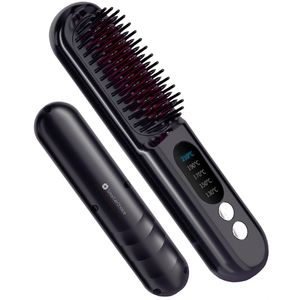 SmarterChoice Stijlborstel – Warmteborstel - Stijlborstel - draadloze stijlborstel – elektrische haarborstel – Zwart