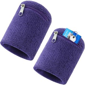 Zweetband pols 2 stuks - Sportarmband met rits voor actieve sporten