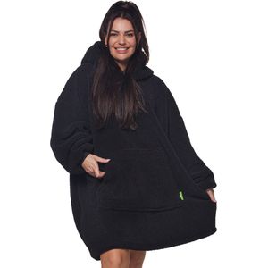 Homie Hoodie Blanket - Teddy Stof - Hoodie Deken - Fleece Deken Met Mouwen - Zwart