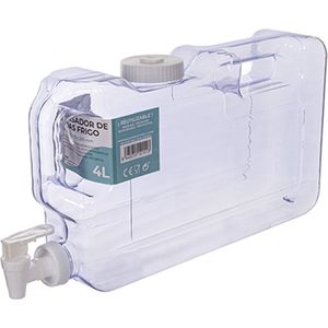 CM Drank/Water/Limonade dispenser met tapkraan - 4 Liter - kunststof - 40 x 20 x 8 cm - koelkast drankdispenser