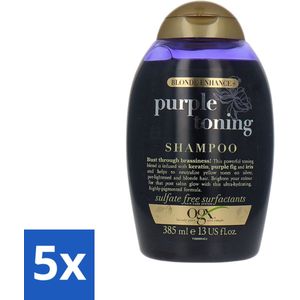 5 x OGX - Blonde Enhance - Purple Toning Shampoo - Voor Blond Haar - 385 ml - Haar Glans - Haar Conditioner