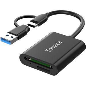 Toveca SD Kaart Lezer USB C/ USB A - Micro SD/ SD Kaartlezer - Card Reader - Zwart