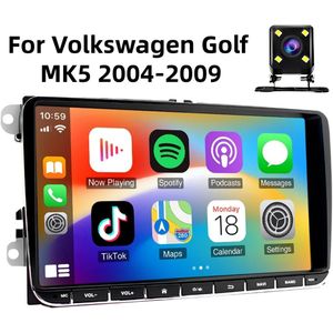 9in Car Stereo Radio GPS Navigation Head Unit 2+32G for Volkswagen Golf MK5 2004-2009, Built-in Wireless CarPlay Android Auto Bluetooth WiFi FM SWC + AHD Backup Camera
