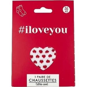 Valentijnscadeau - Damessokken - perfect voor kadeautje - Stijlvolle Damessokken - 36/41 - Rood- Met tekst "" I love you"" - Liefdevolle Koffiemok | Valentijnscadeau | Theemok
