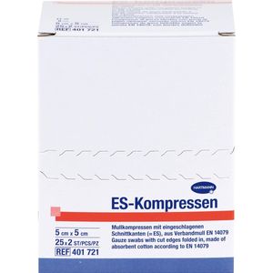 ES - Hydrocompressen - Steriel - 5 x 5 cm - 8-voudig, 17-dradig, 25 x 2 stuks