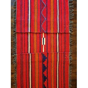 Set van drie handgemaakt Kelim vloerkleden 60 cm x 80 cm - Bedouin Wol tapijt Kilim Uit Egypte - Handgeweven Loper tapijt - Keukenmat - Tafelkleed
