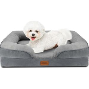 Nobleza 2DG - Orthopedische Hondenmand - met Traagschuim - Waterdicht Hondenbed - Hondenkussen Wasbaar - Maat M: 71 x 58 x 17 cm - Grijs